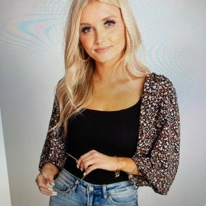 Floral Printed Sleeve Bodysuit